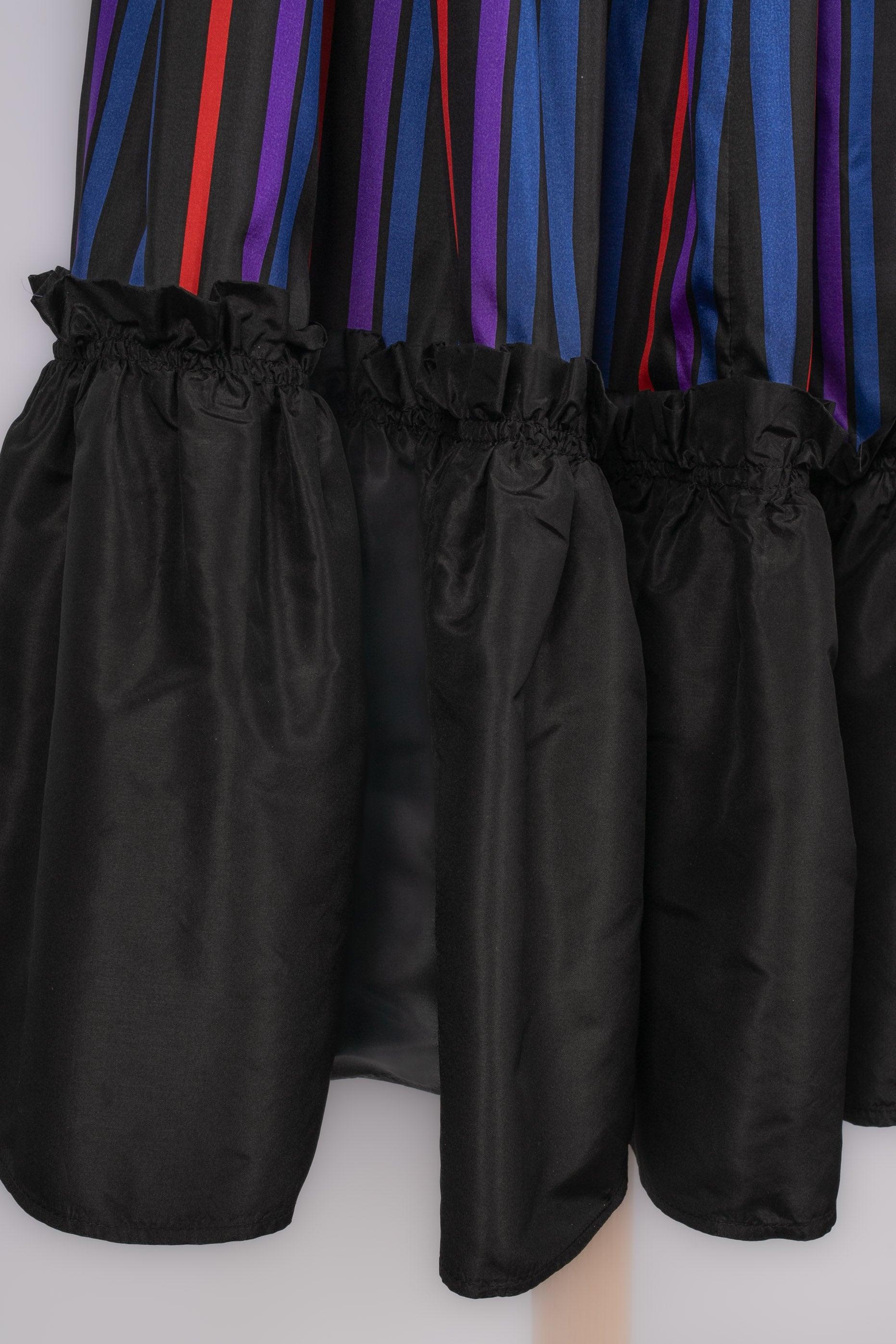 Vestito a righe Lanvin in taffetà multicolore in vendita 3