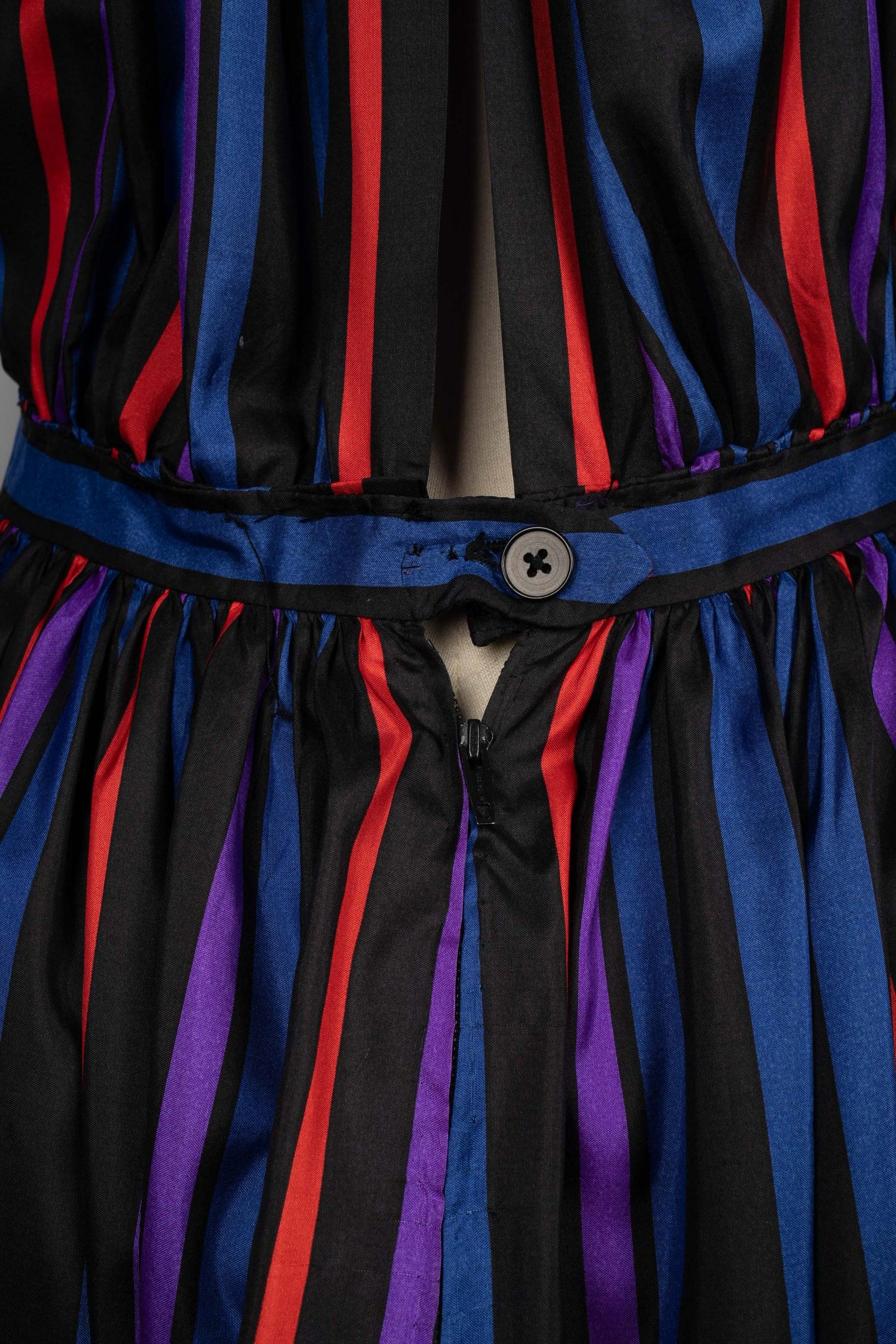 Vestito a righe Lanvin in taffetà multicolore in vendita 4