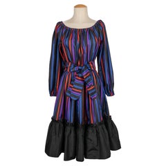 Lanvin Striped Dress in Multicolored Taffeta