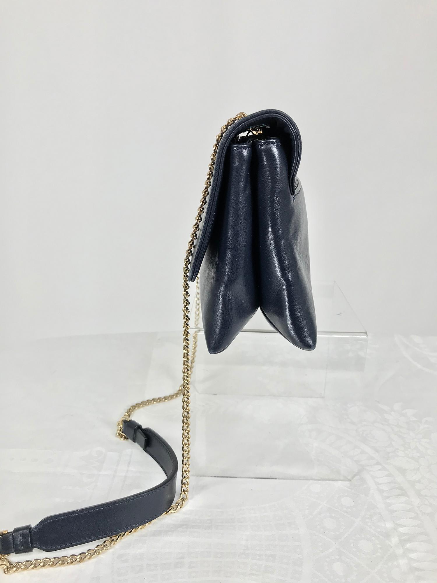  Sac à main Lanvin Sugar en cuir lisse bleu marine avec fermeture en or Unisexe 