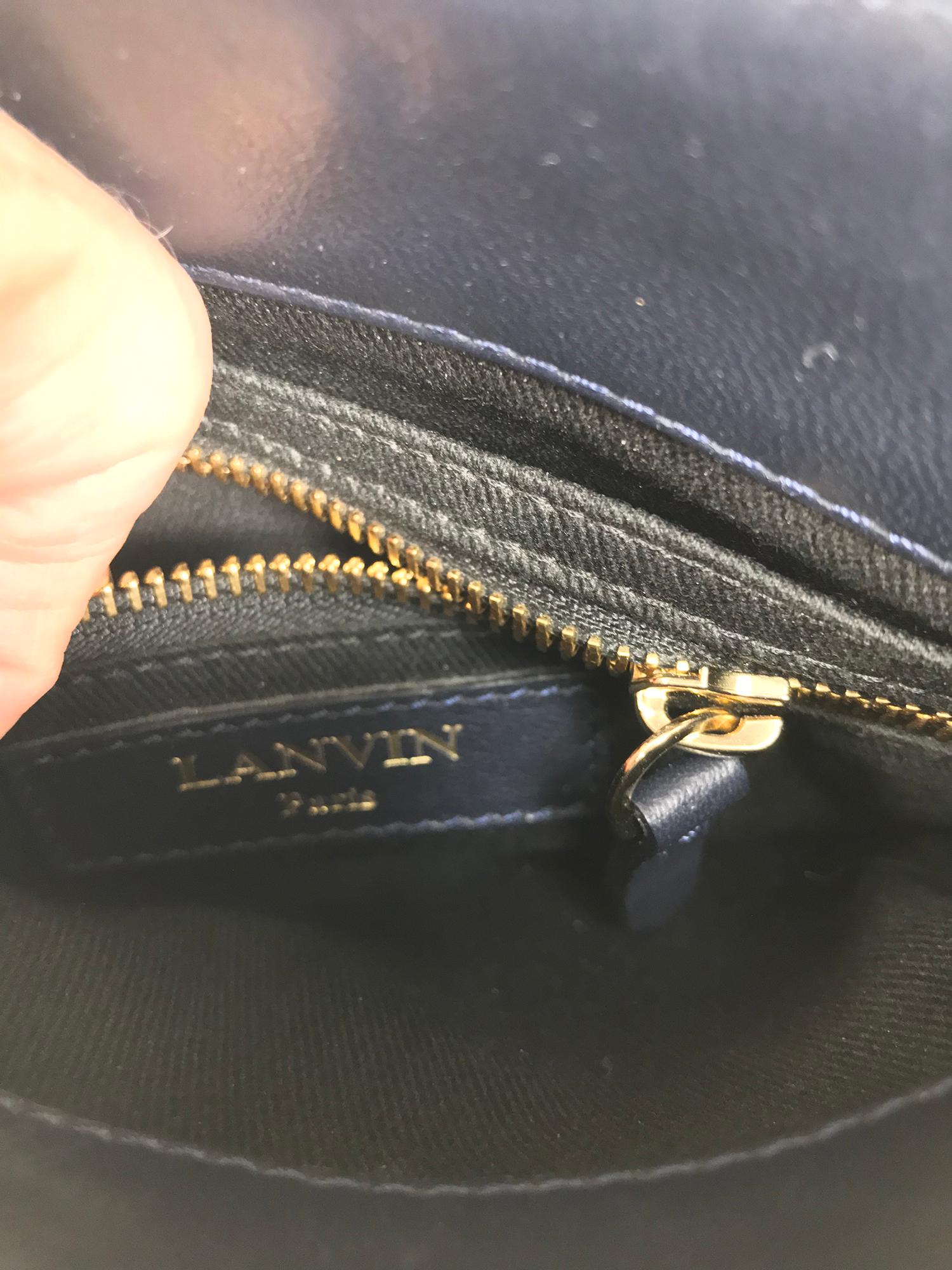 Sac à main Lanvin Sugar en cuir lisse bleu marine avec fermeture en or 3