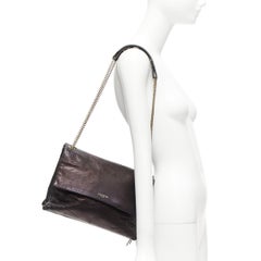 LANVIN Sugar black soft lambskin leather quilted flap chain shoulder bag