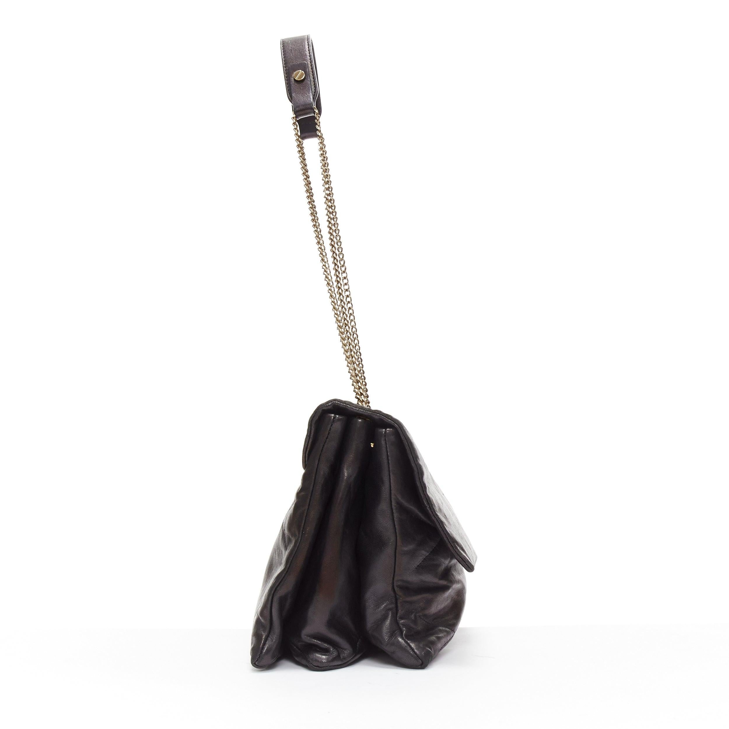 LANVIN Sugar sac à bandoulière en cuir d'agneau souple matelassé à rabat et chaîne, noir État moyen à Hong Kong, NT