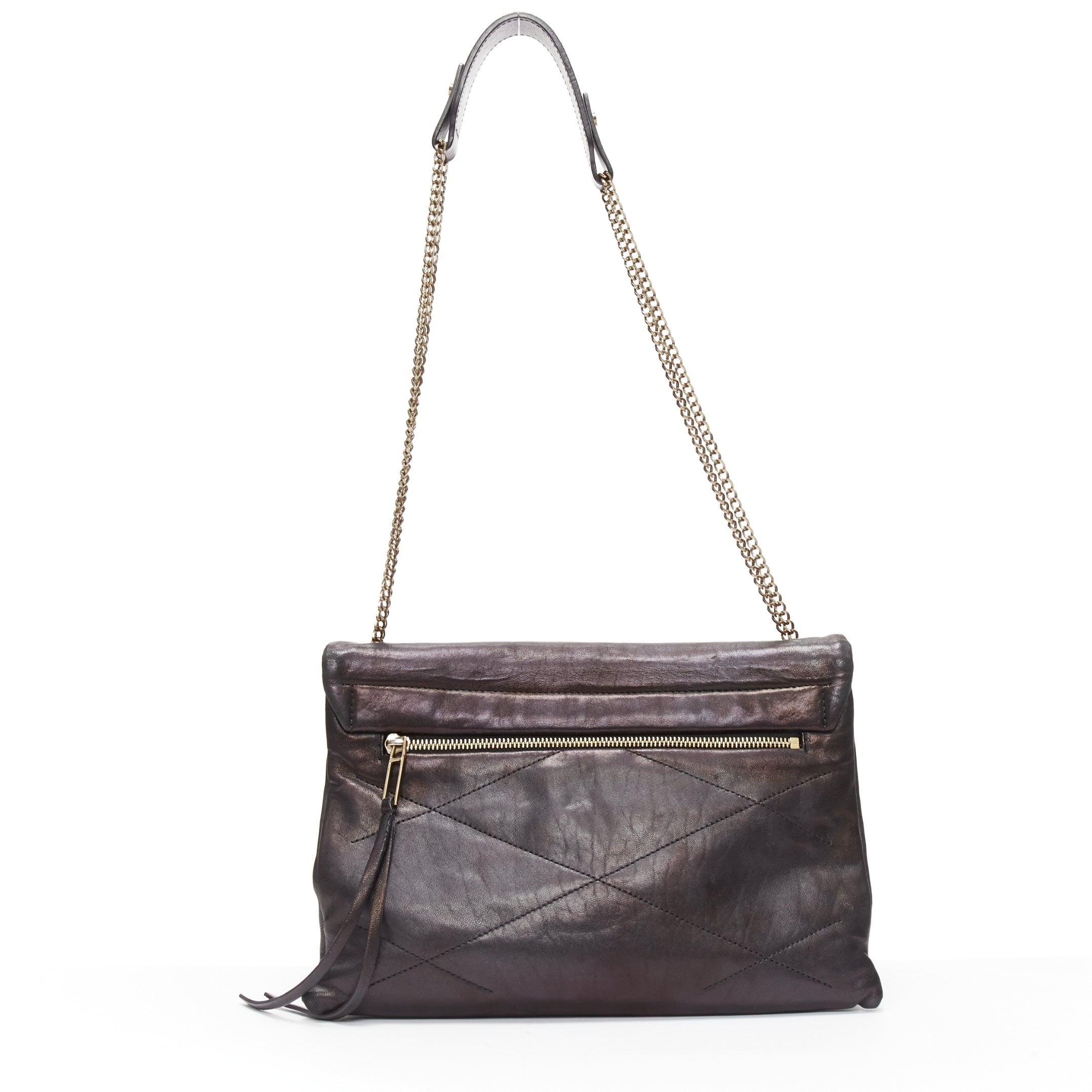  LANVIN Sugar sac à bandoulière en cuir d'agneau souple matelassé à rabat et chaîne, noir Pour femmes 