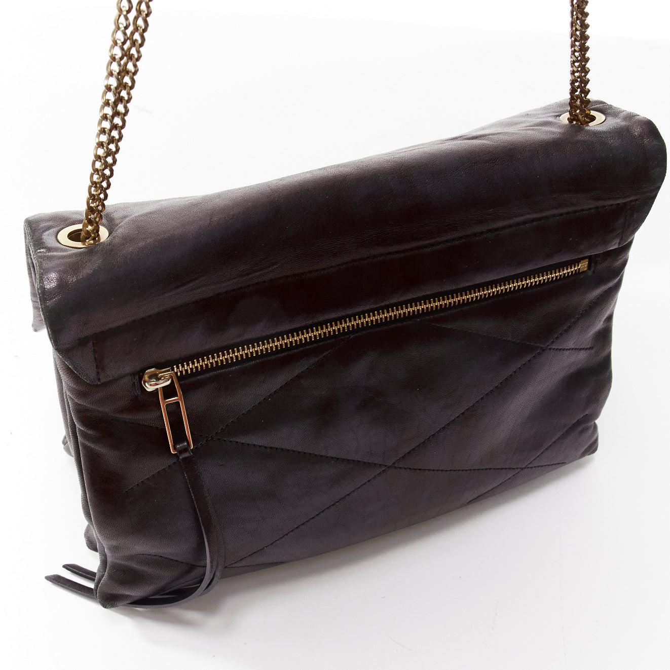 LANVIN Sugar sac à bandoulière en cuir d'agneau souple matelassé à rabat et chaîne, noir 4
