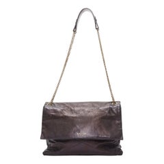 LANVIN Sugar black soft lambskin leather quilted flap chain shoulder bag