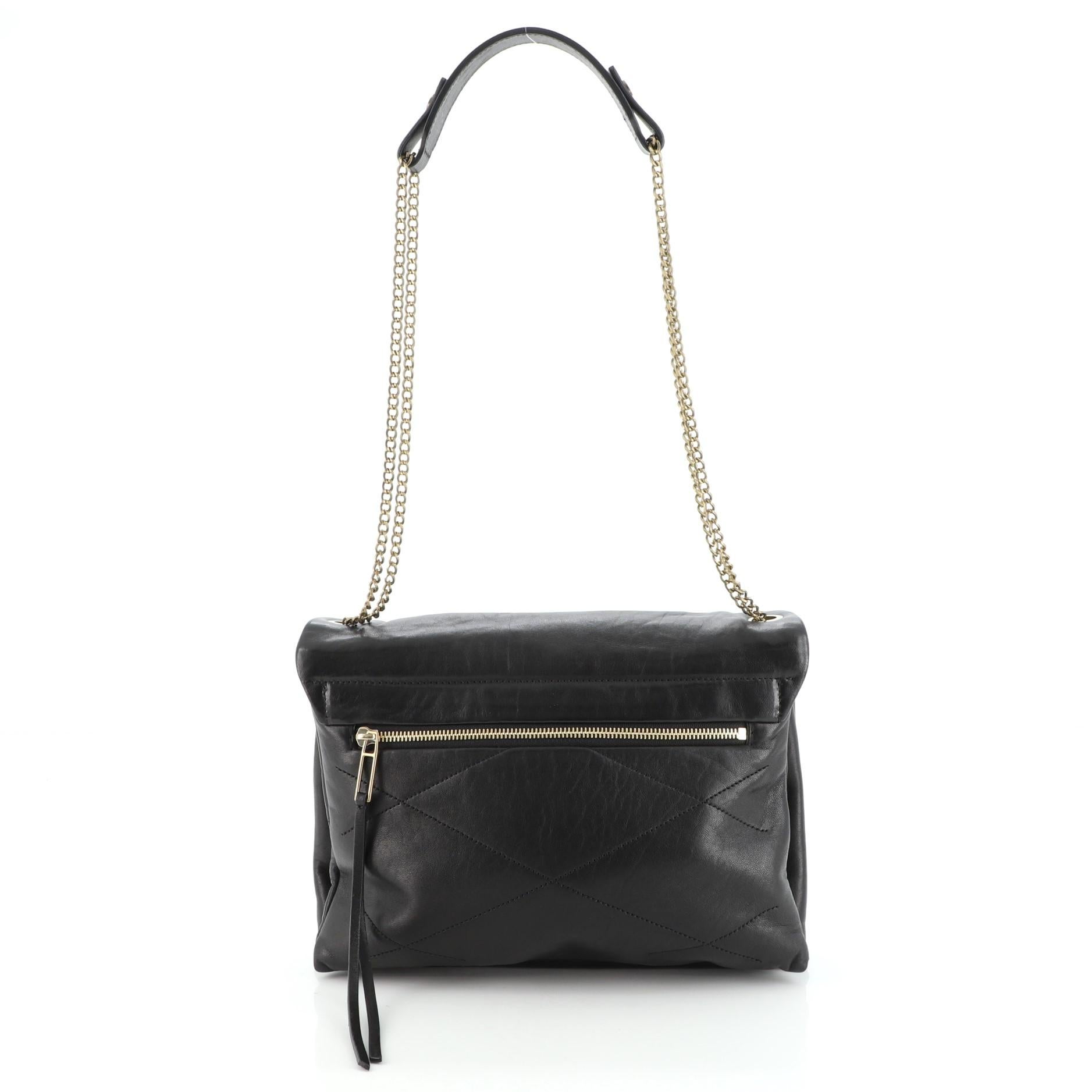 Black Lanvin Sugar Flap Shoulder Bag Quilted Leather Medium