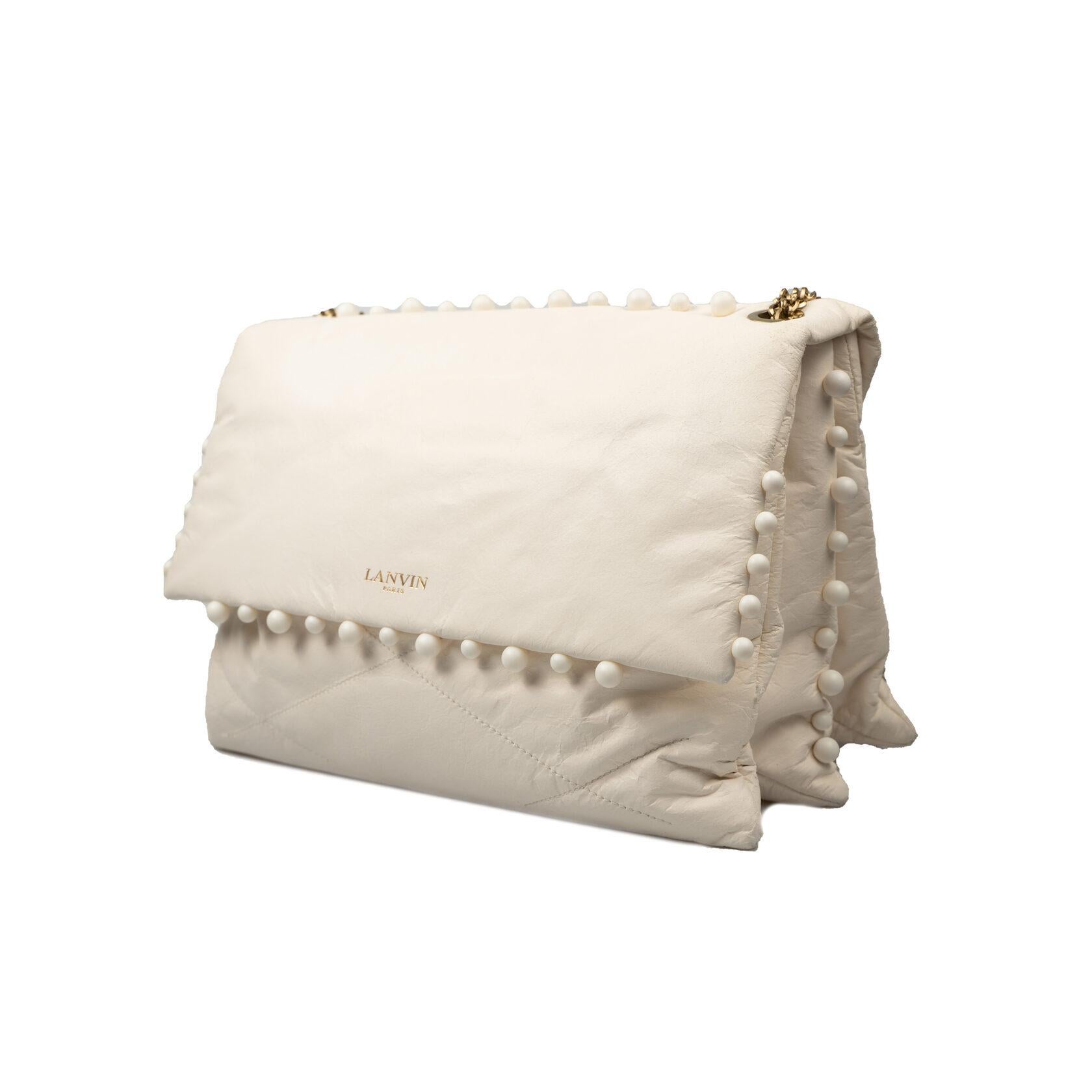 Lanvin Sugar Hand Bag White In Good Condition For Sale In Dover, DE