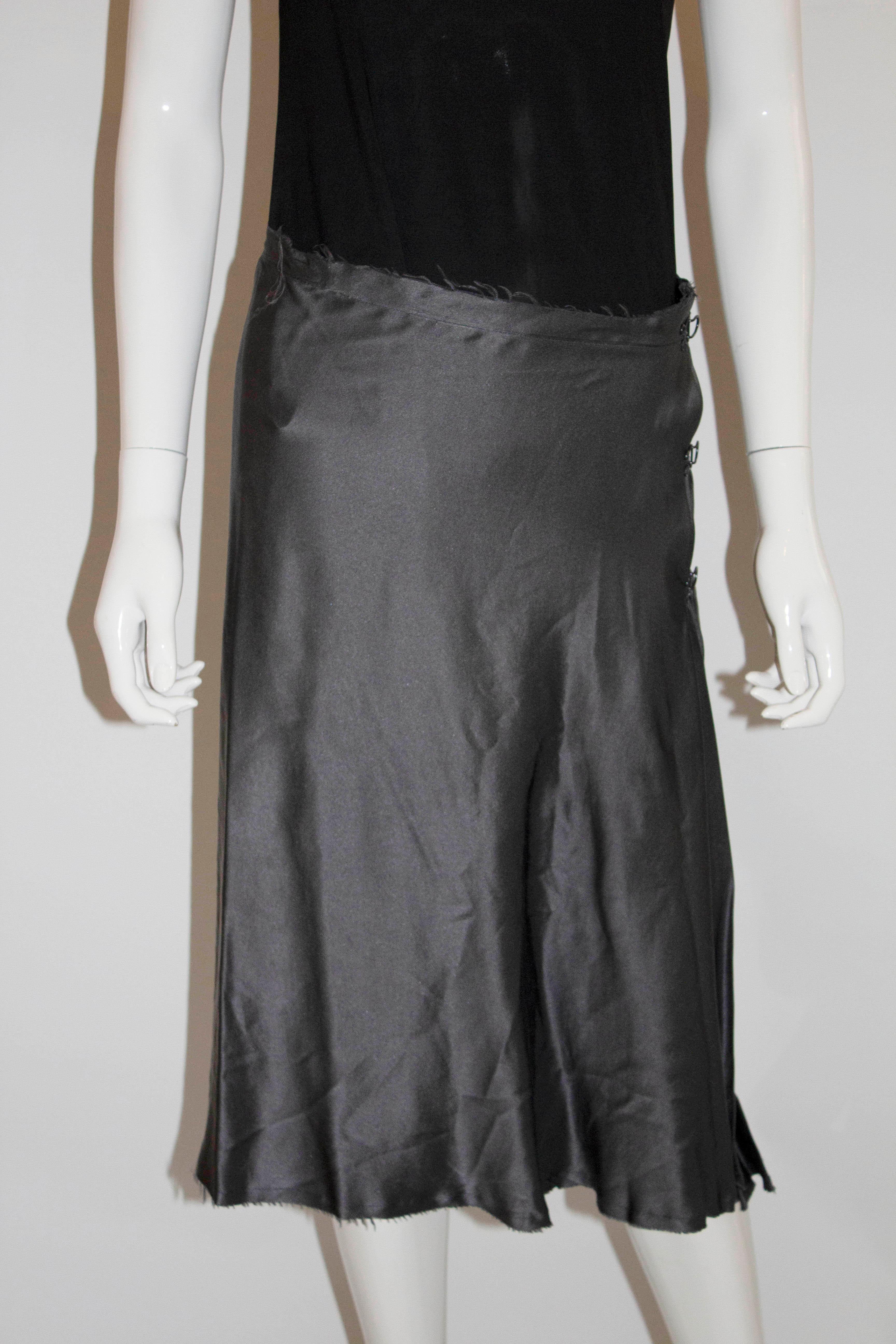 Black Lanvin Summer 2004 Grey Silk Skirt For Sale