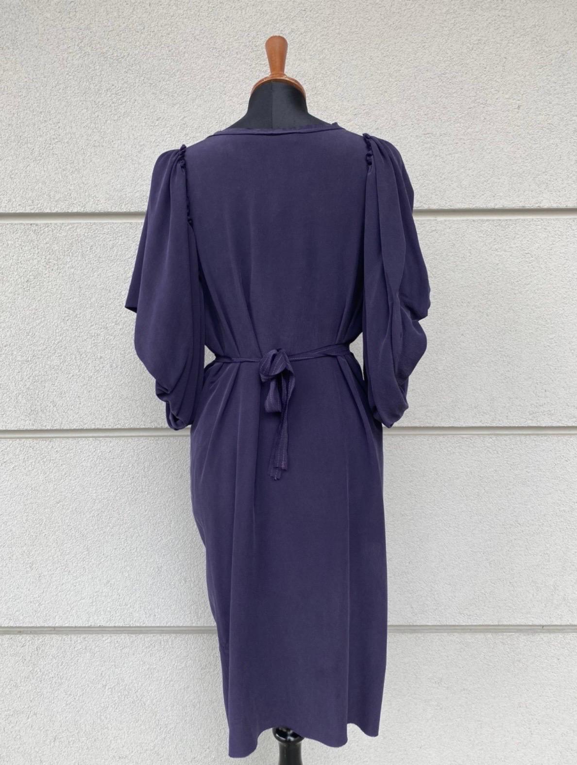 Noir Lanvin Summer 2007 - Robe Demi en soie lavée violette en vente