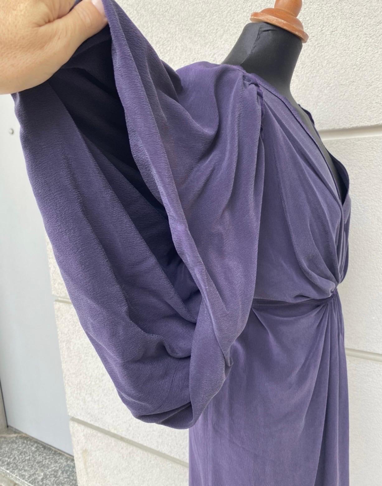 Black Lanvin Summer 2007 washed silk violet Demi Dress For Sale