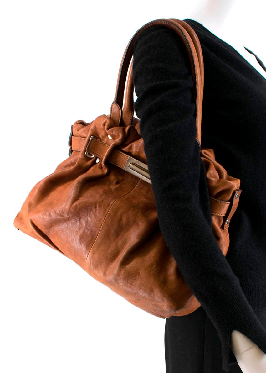 Lanvin Tan Brown Leather Belter Shoulder Bag In Excellent Condition For Sale In London, GB
