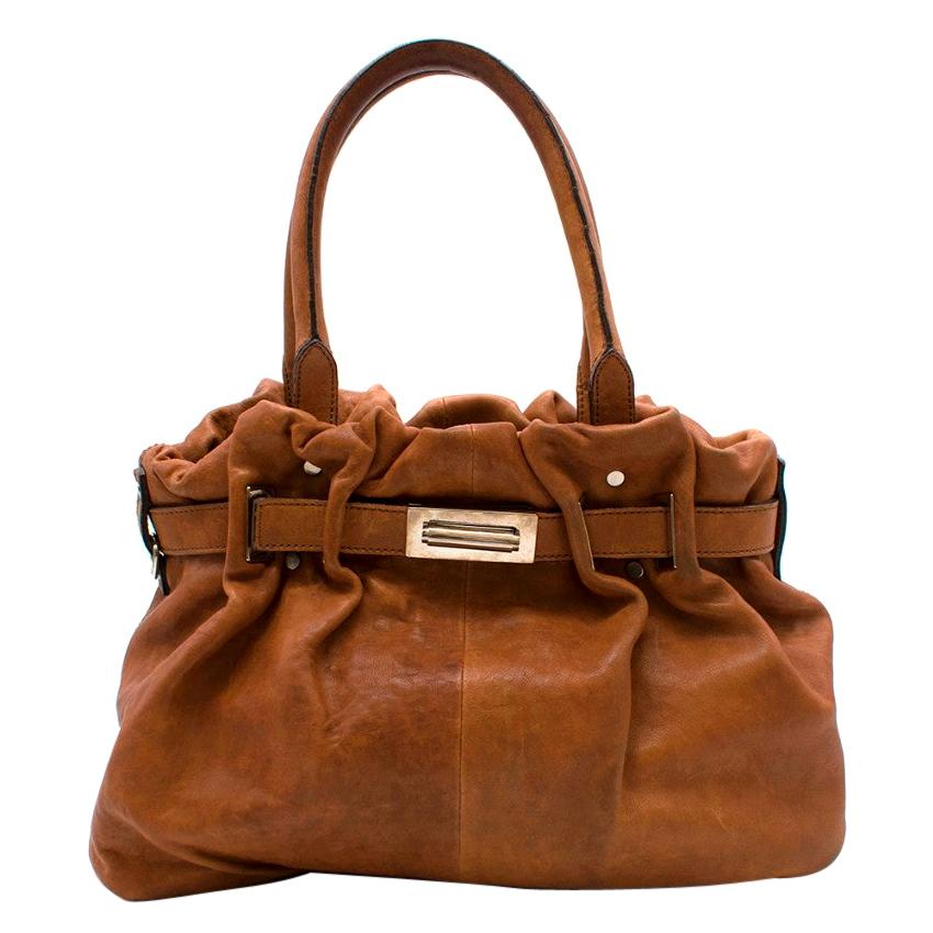 Lanvin Tan Brown Leather Belter Shoulder Bag For Sale