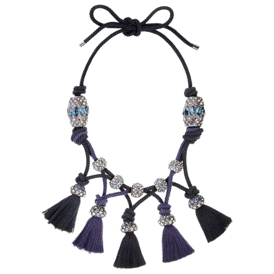 Lanvin Tasseled Knotted Crystal Necklace