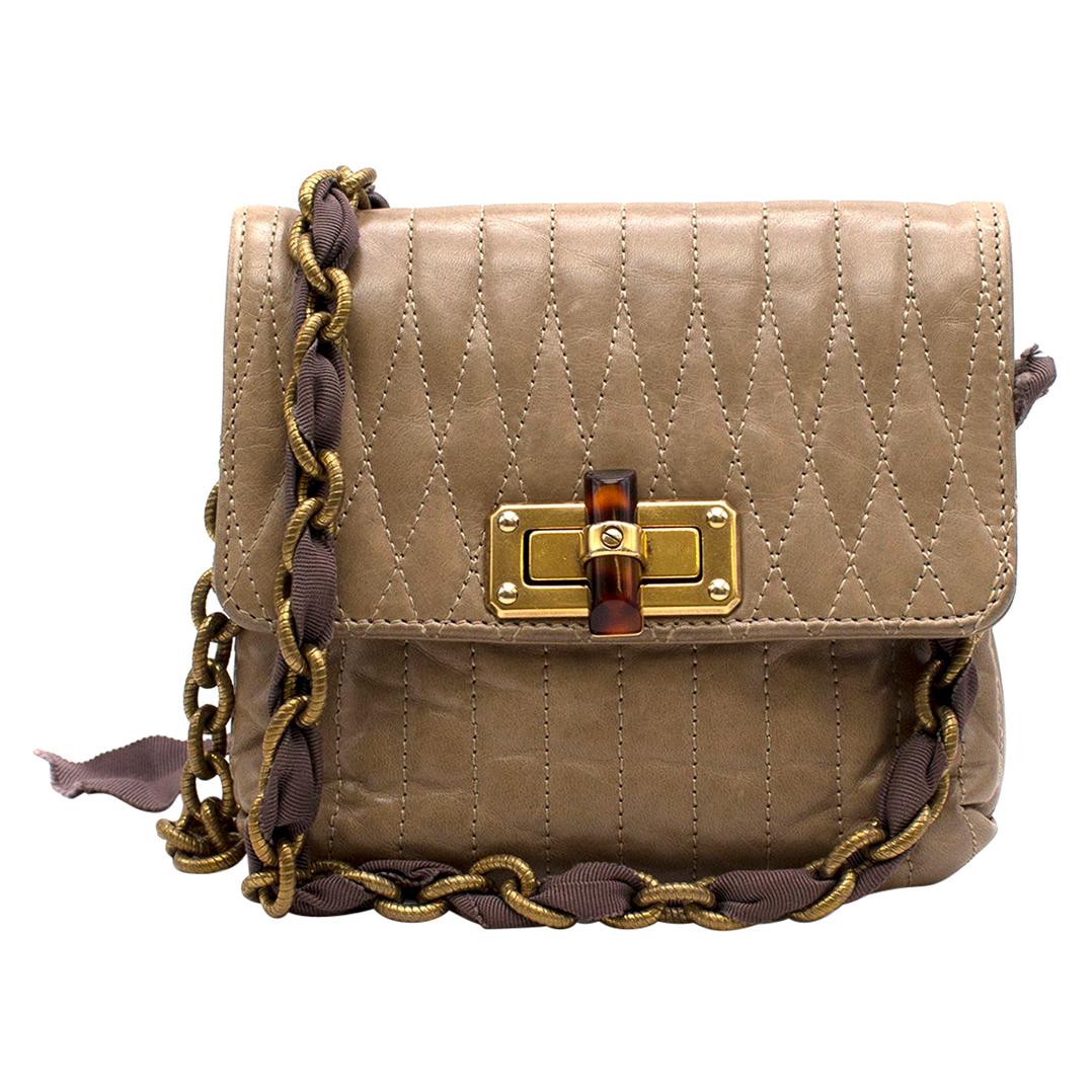Lanvin Taupe Leather Happy Mini Pop Crossbody Bag One size