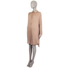LANVIN taupe polyester PEARL BUTTON SHIRT Dress 38 S
