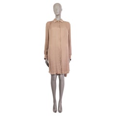 LANVIN taupe polyester PEARL BUTTON SHIRT Dress 38 S