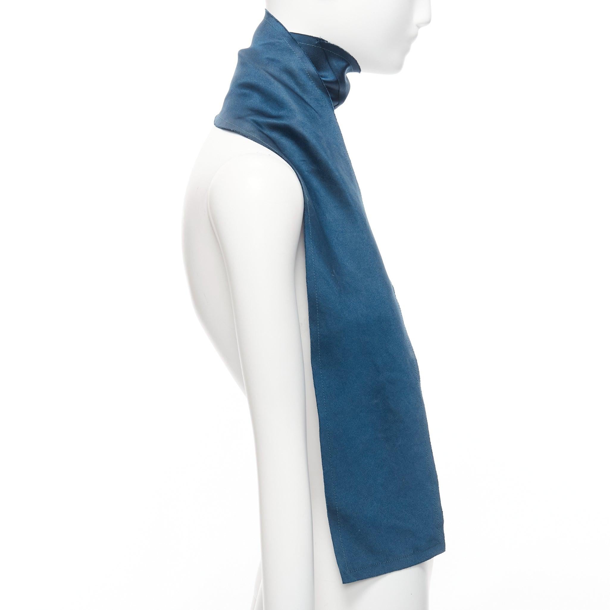Women's LANVIN teal blue 100% silk made in france frayed edge rectangular scarf For Sale