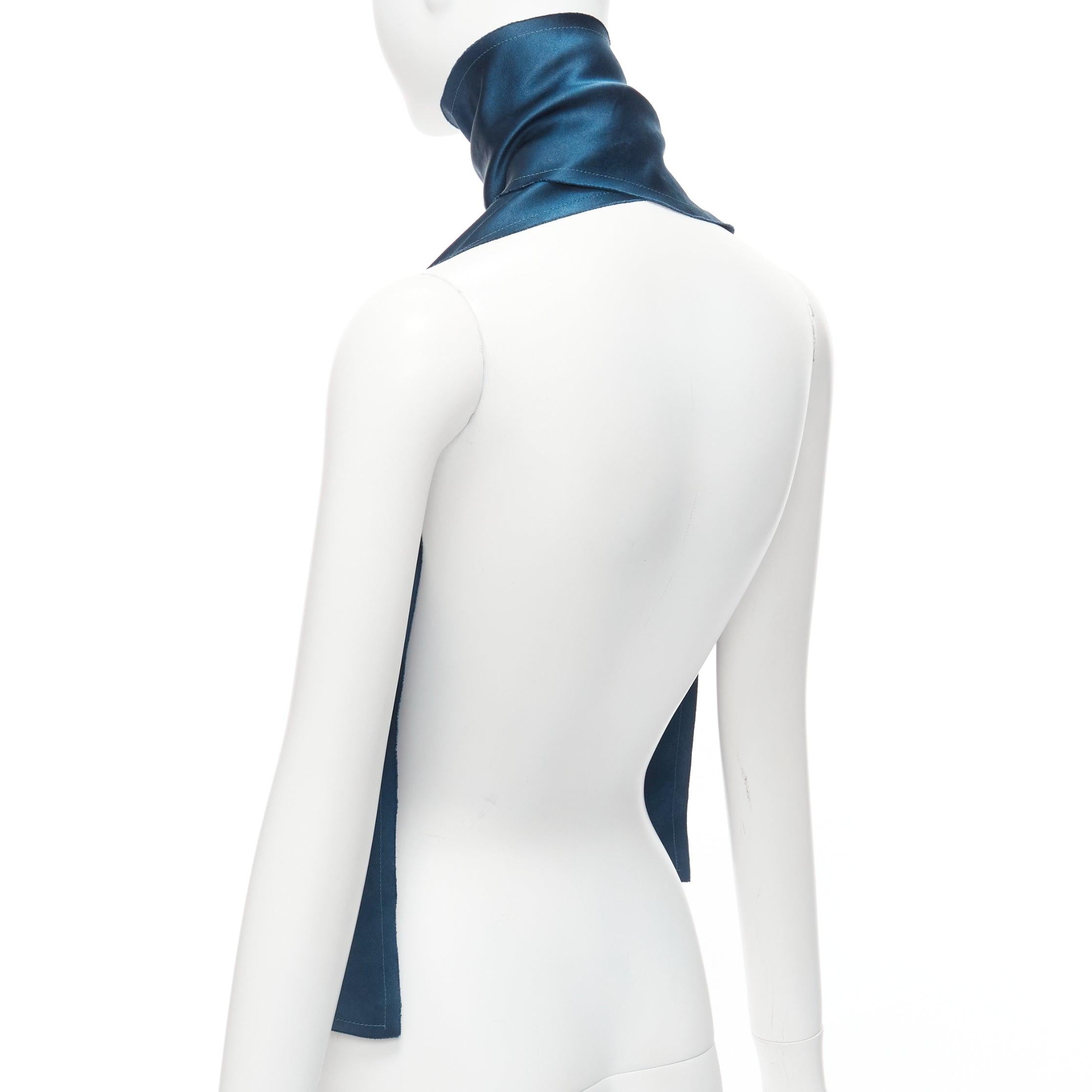LANVIN blaugrüner Schal aus 100% Seide mit ausgefranstem Rand, rechteckig im Angebot 2