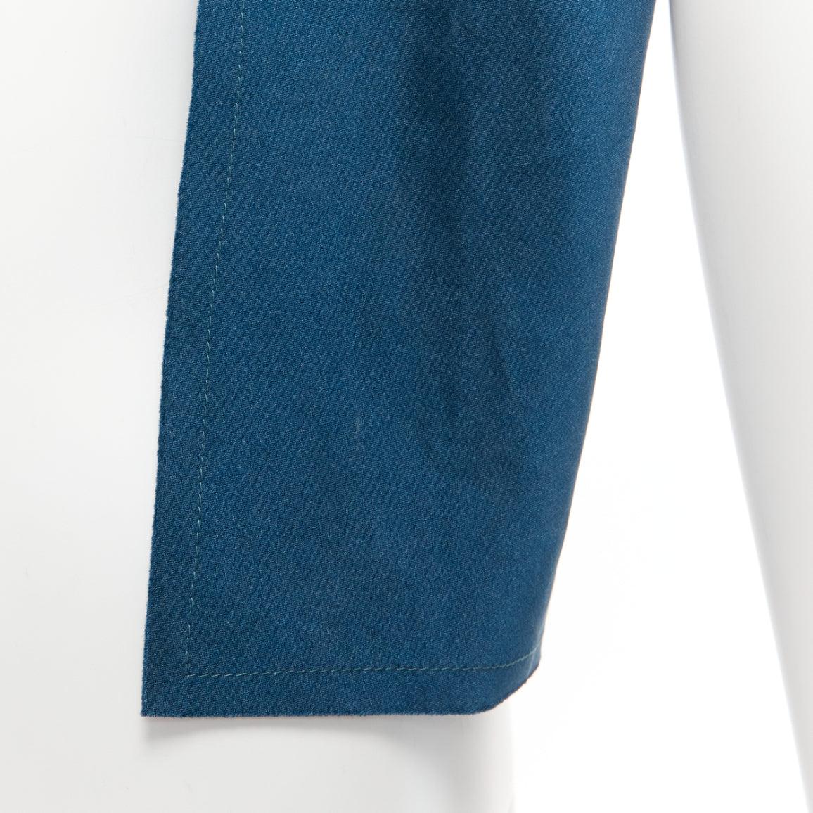 LANVIN blaugrüner Schal aus 100% Seide mit ausgefranstem Rand, rechteckig im Angebot 3