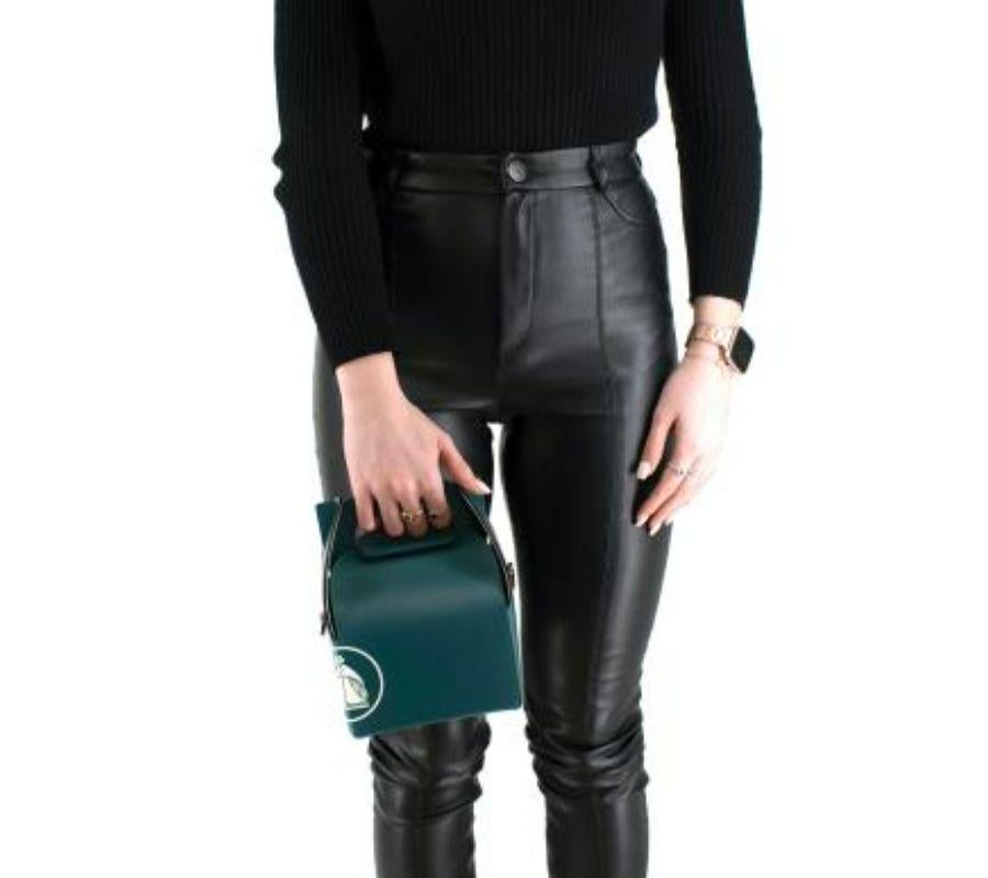 Borsa Tote Happy Box Logo in pelle verde acqua di Lanvin in vendita 5