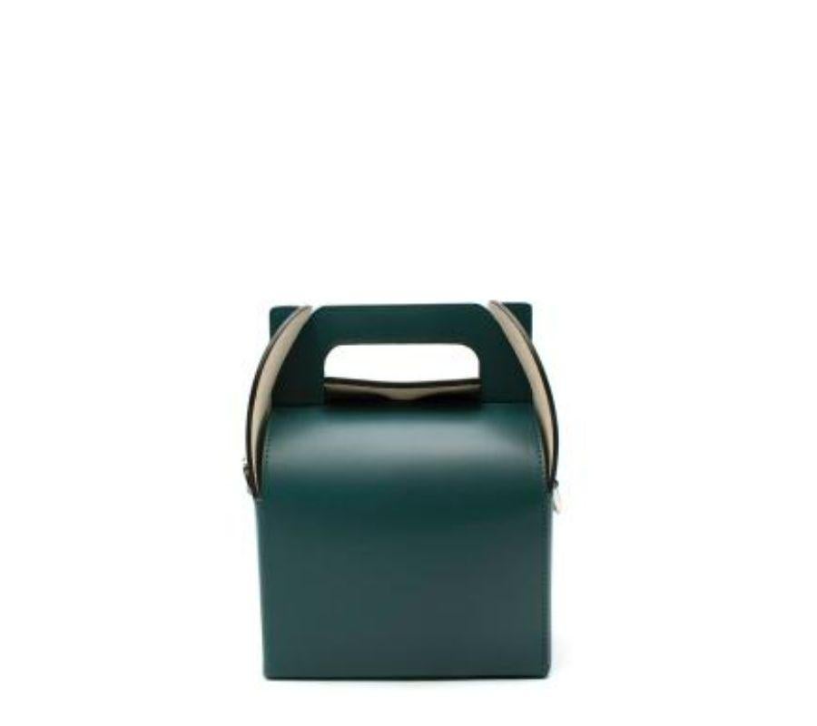 Borsa Tote Happy Box Logo in pelle verde acqua di Lanvin in vendita 3