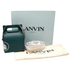 Borsa Tote Happy Box Logo in pelle verde acqua di Lanvin