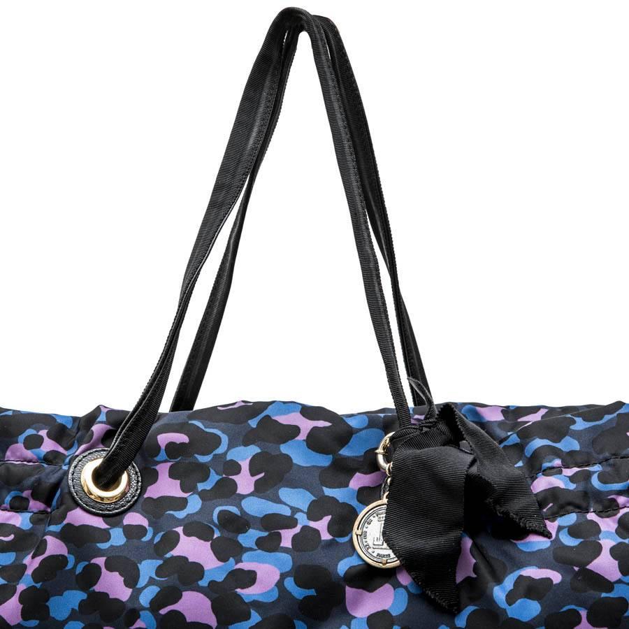 LANVIN Tote Bag in Blue, Purple, Black Printed Fabric For Sale 1