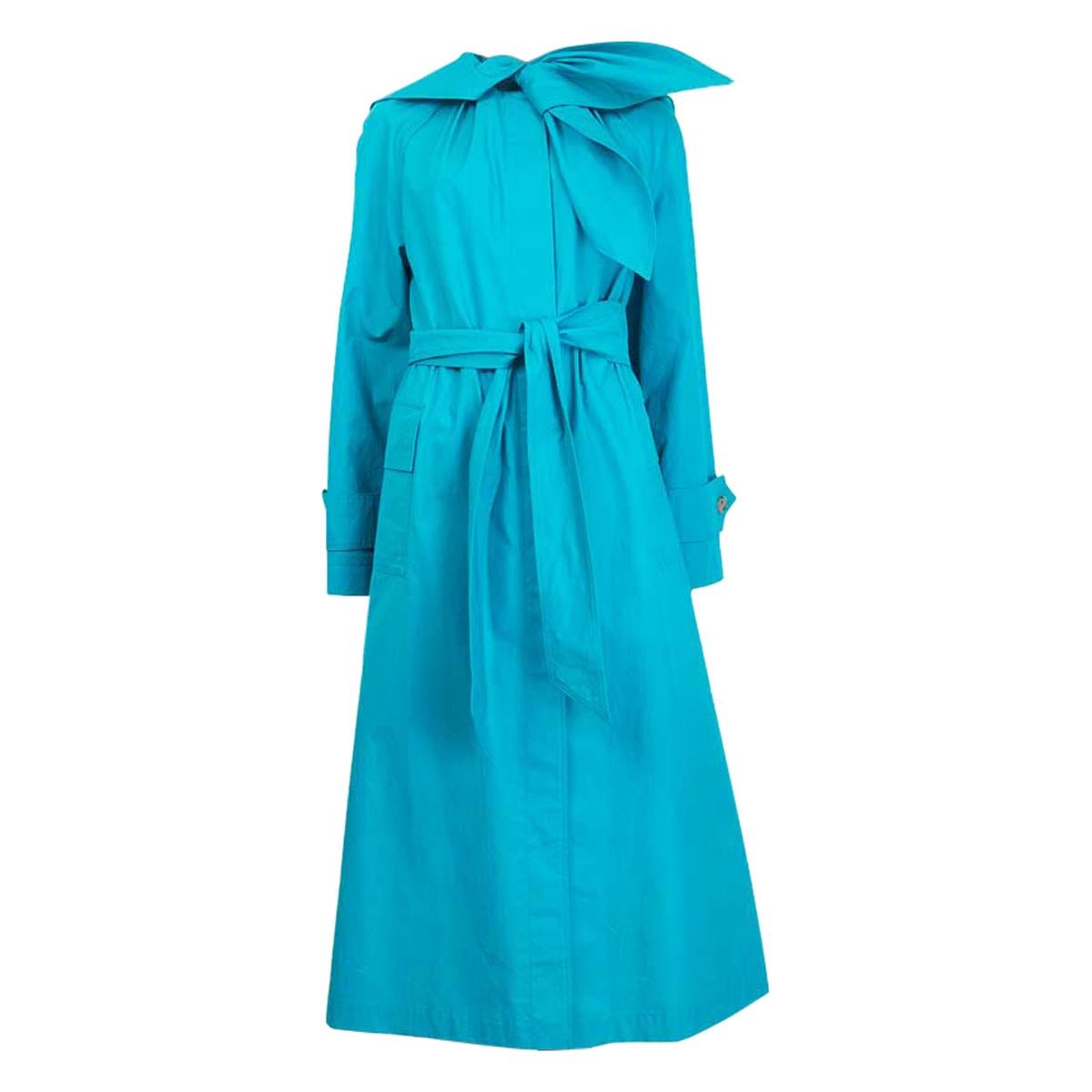 LANVIN turquoise cotton OVERSIZED TRENCH Coat Jacket 36 XS For Sale