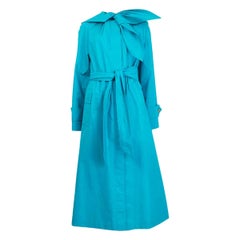 LANVIN turquoise cotton OVERSIZED TRENCH Coat Jacket 36 XS
