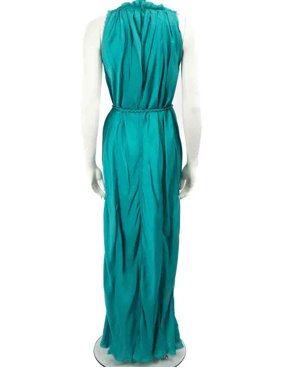 Lanvin Turquoise Frayed Hem Maxi Dress Size M In Good Condition In London, GB