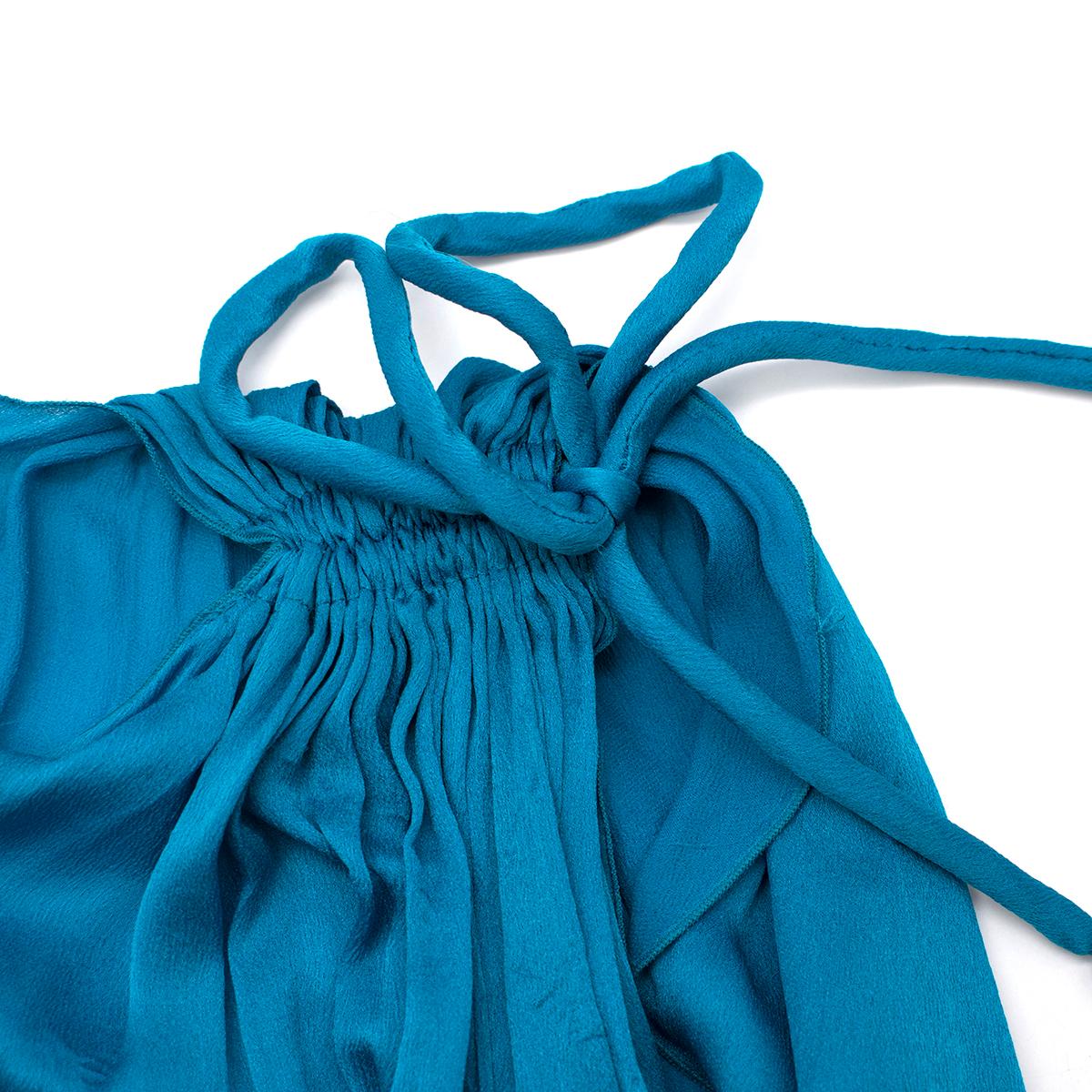 Blue Lanvin Turquoise One-Shoulder Silk Dress - Size US 6