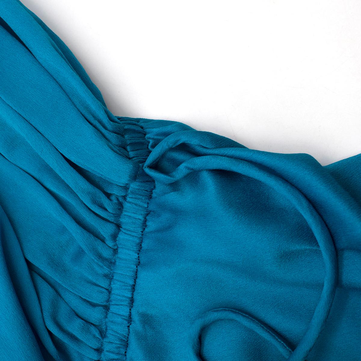 Lanvin Turquoise One-Shoulder Silk Dress - Size US 6 In Excellent Condition In London, GB