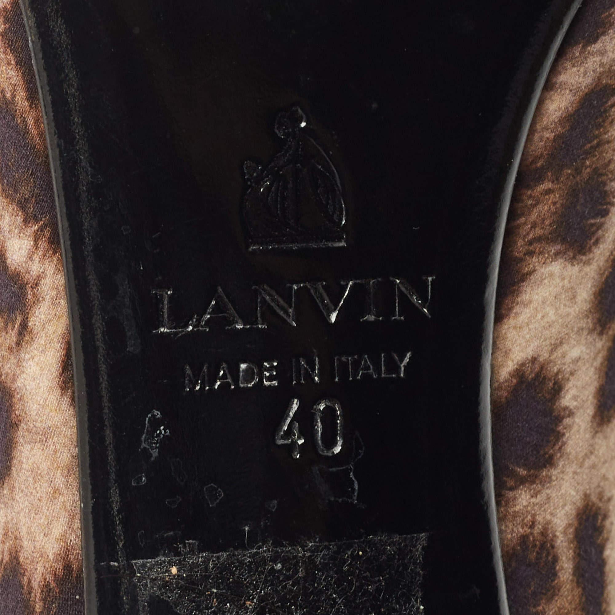 Women's Lanvin Two Tone Leopard Print Fabric Open Toe Pumps Size 40
