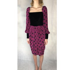 Lanvin velvet and polka dots silk evening dress, circa 1980