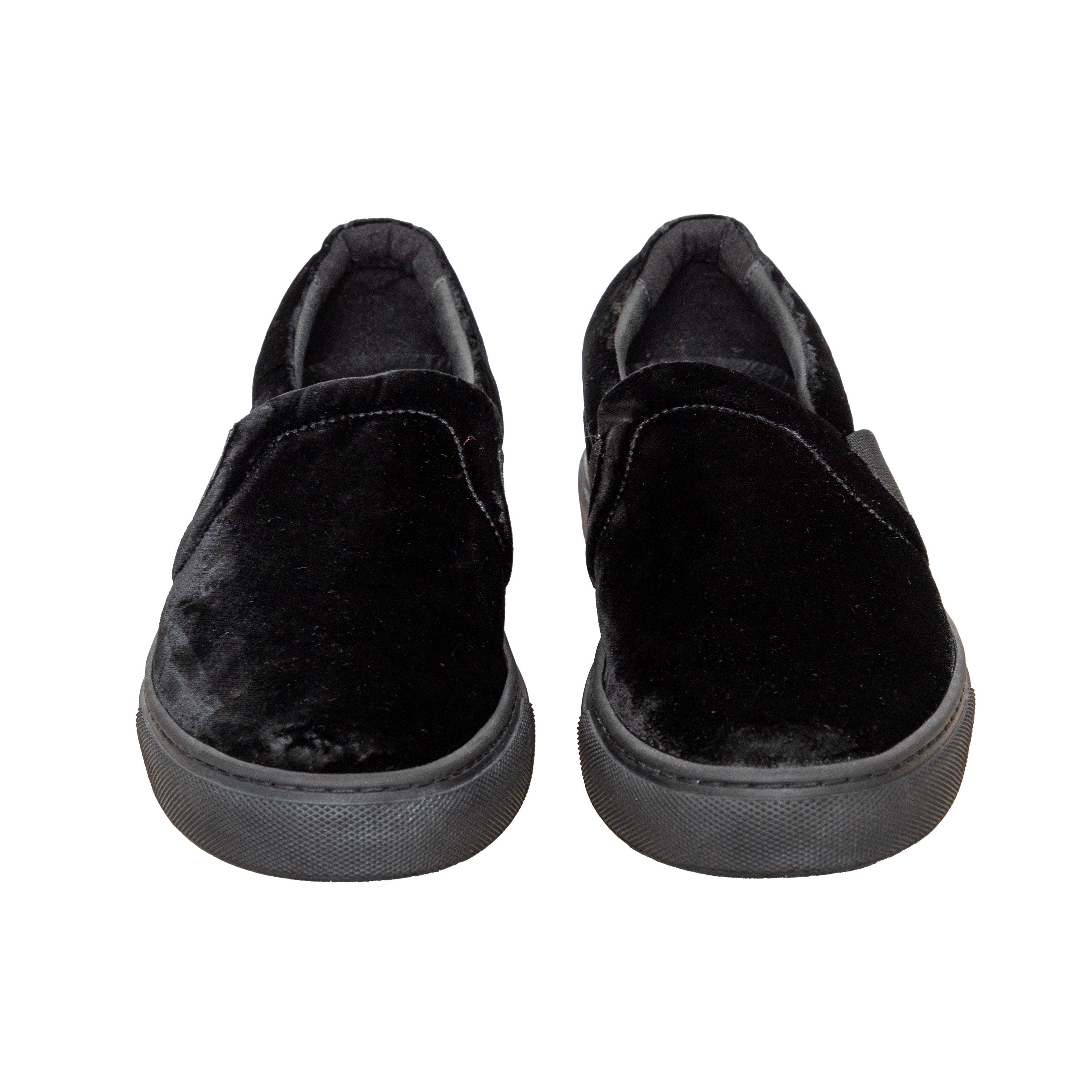 Black Lanvin Velvet Slip-on Sneakers - '10s For Sale