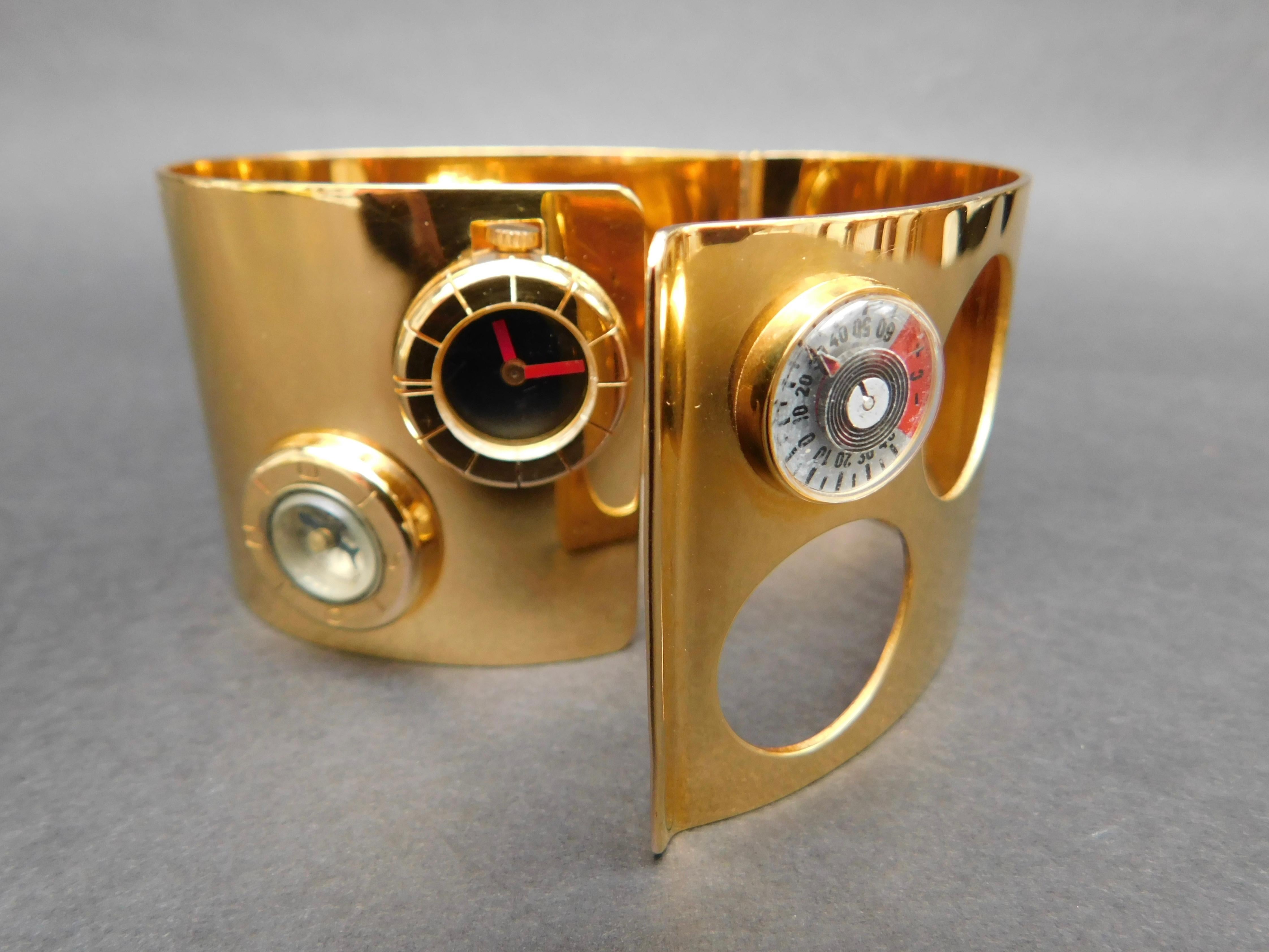 This Lanvin cuff watch with gadgets is a very rare model of the 