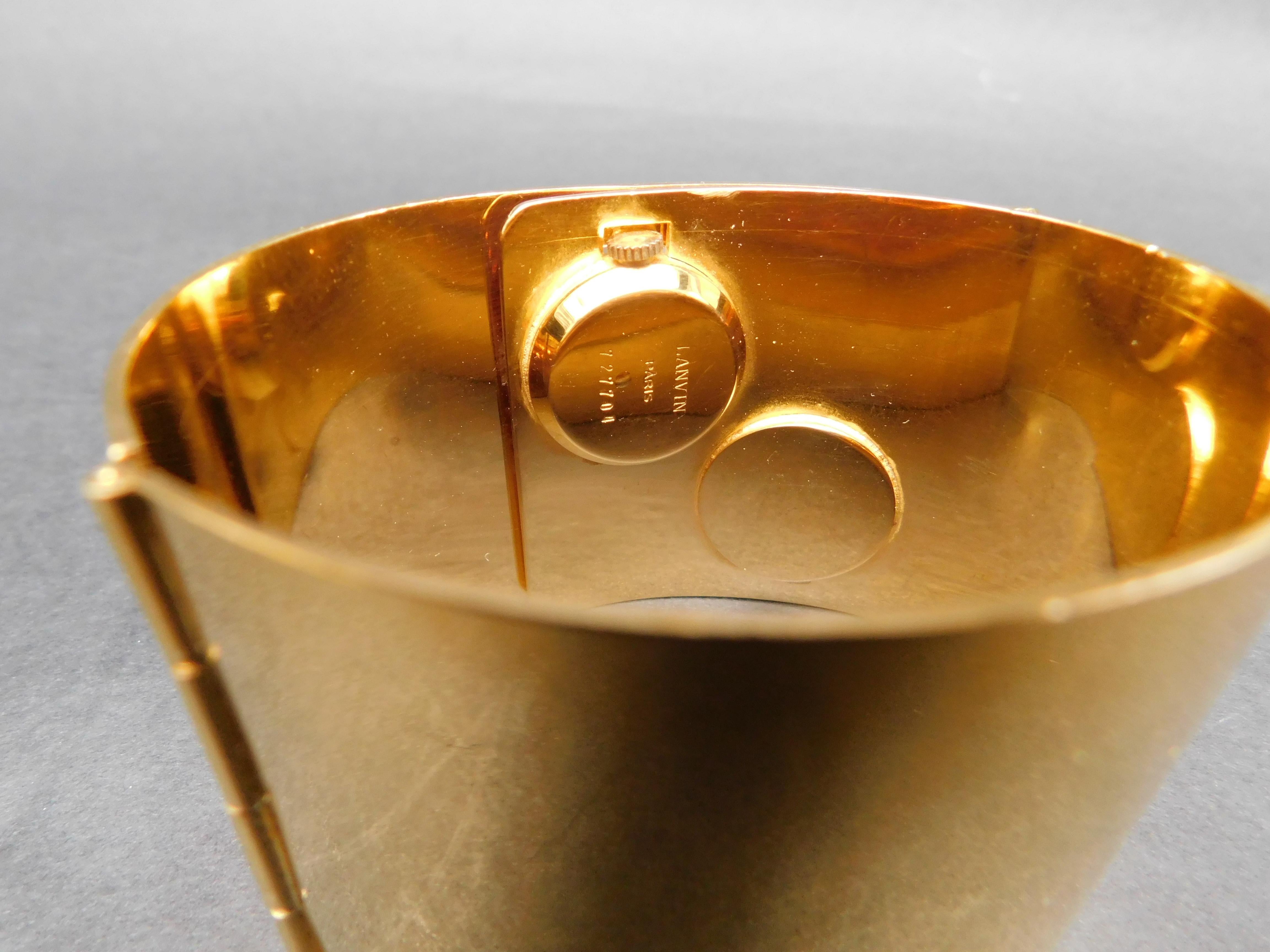 Lanvin Vintage 1970 Gold Toned Metal Watch 