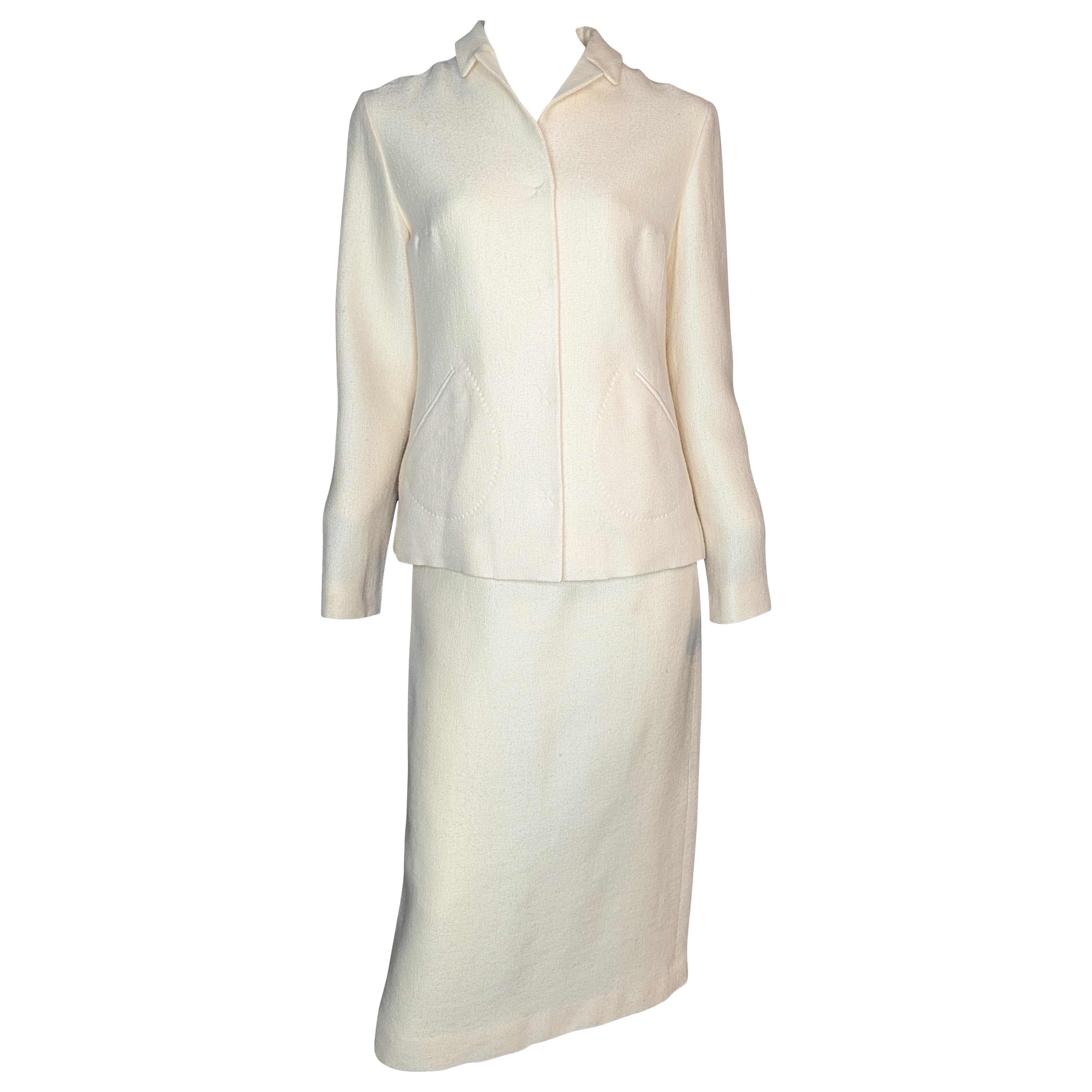 Lanvin Vintage 1990s White Wool Suit