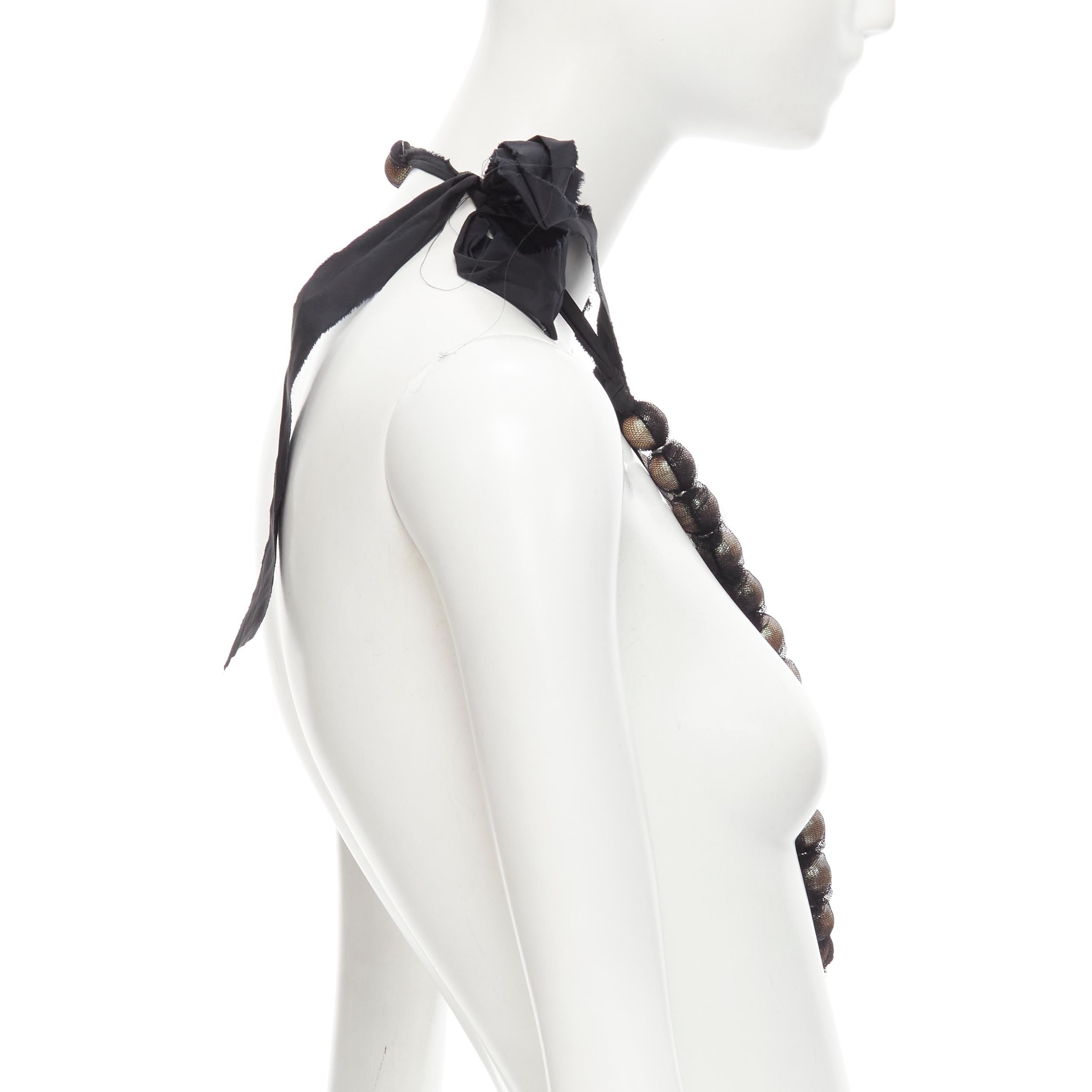 Women's LANVIN Vintage Alber Elbaz black net wrapped pearl grosgrain ribbon necklace