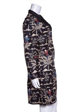 LANVIN Vintage Beige & Black Silk Asian Print Two Piece Skirt Set