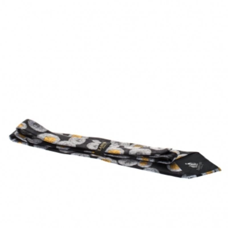 Lanvin Vintage Black Floral Print Traditional Silk Tie (Schwarz) im Angebot