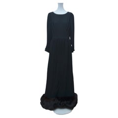 Lanvin Vintage Black  Dress With Fur 