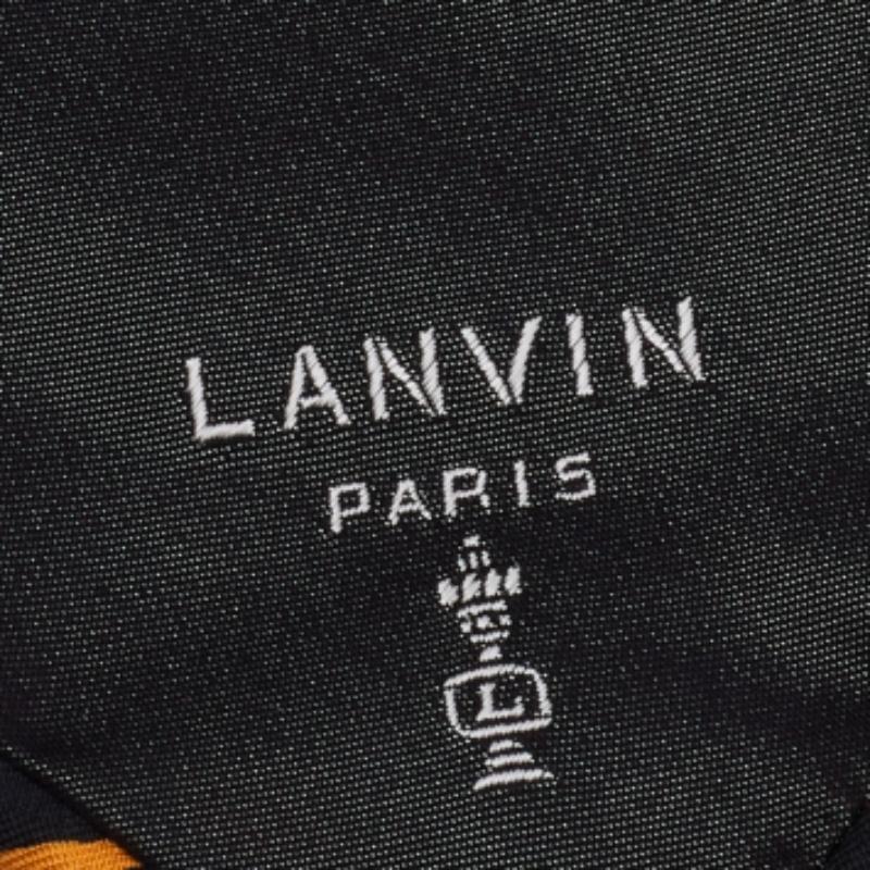 Lanvin Vintage Black & Orange Printed Silk Traditional Tie In Good Condition For Sale In Dubai, Al Qouz 2