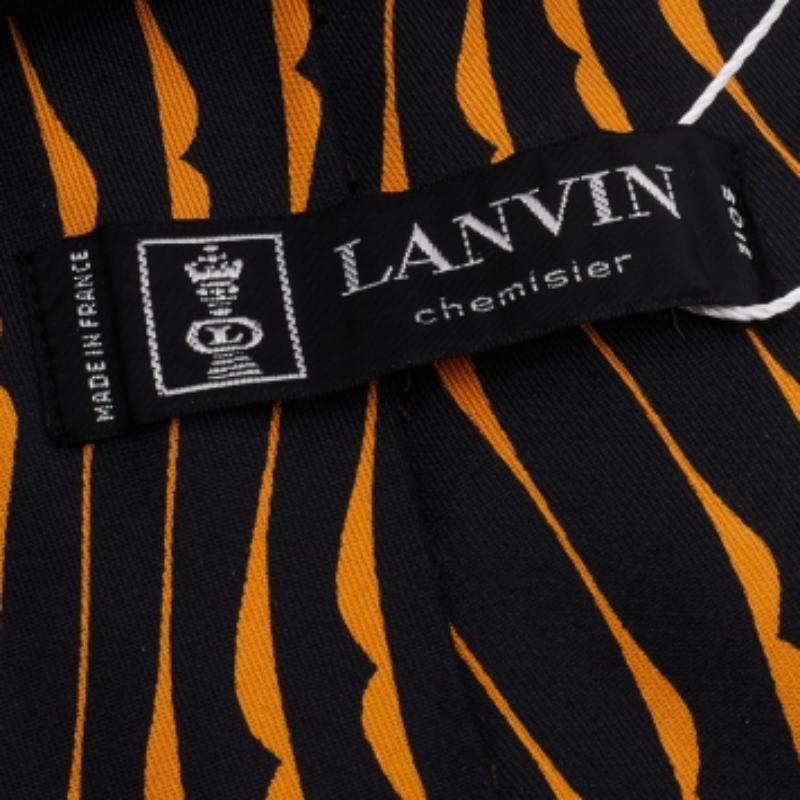 Men's Lanvin Vintage Black & Orange Printed Silk Traditional Tie For Sale