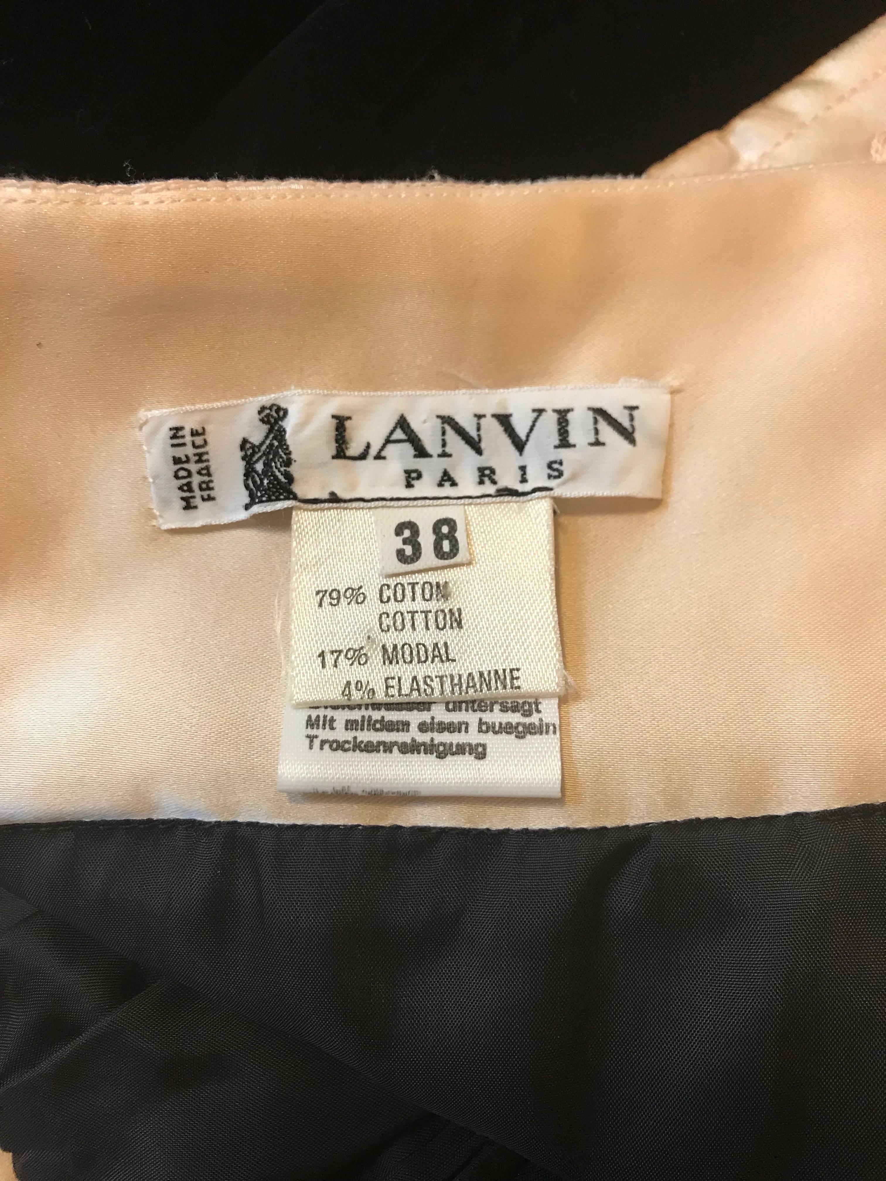 Women's Lanvin Vintage Black Velvet Skirt With Cream Quilted Satin Trim For Sale