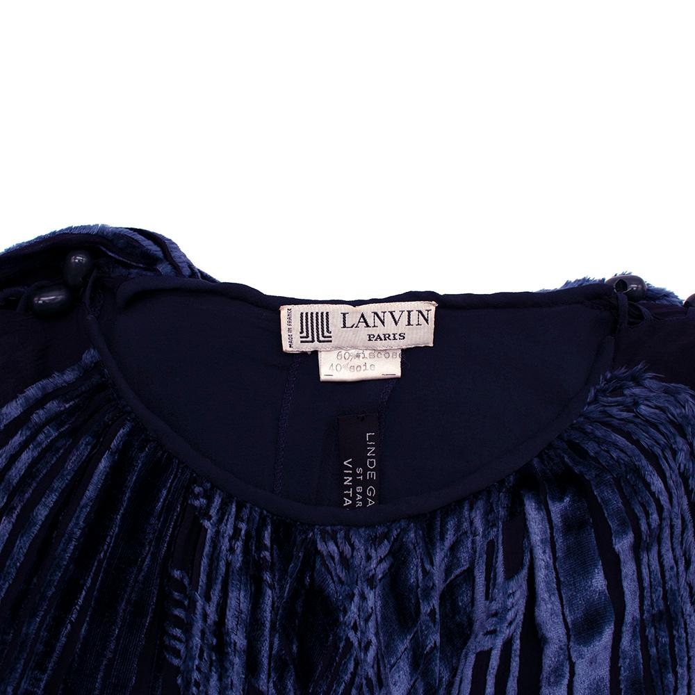 Lanvin Vintage Blue Silk-Blend Kimono Gown - Size Small For Sale 2