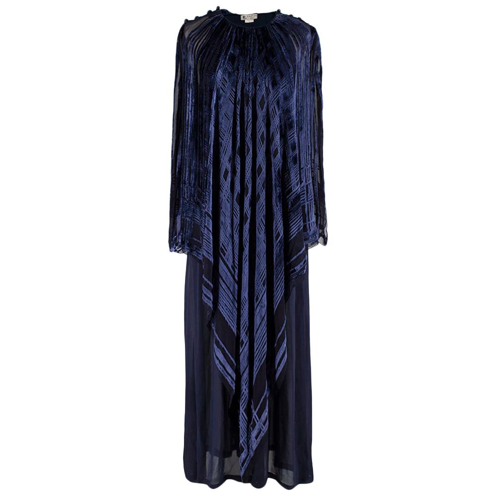 Lanvin Vintage Blue Silk-Blend Kimono Gown - Size Small For Sale