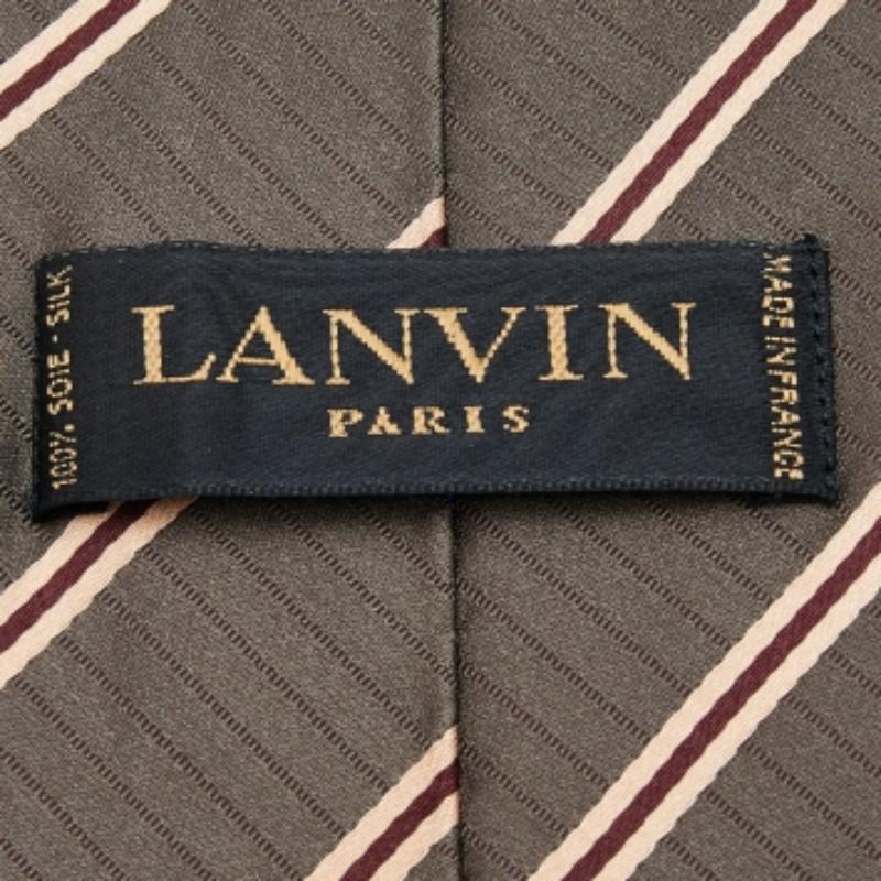 Lanvin Vintage Brown Gestreifte Seidenkrawatte (Braun) im Angebot