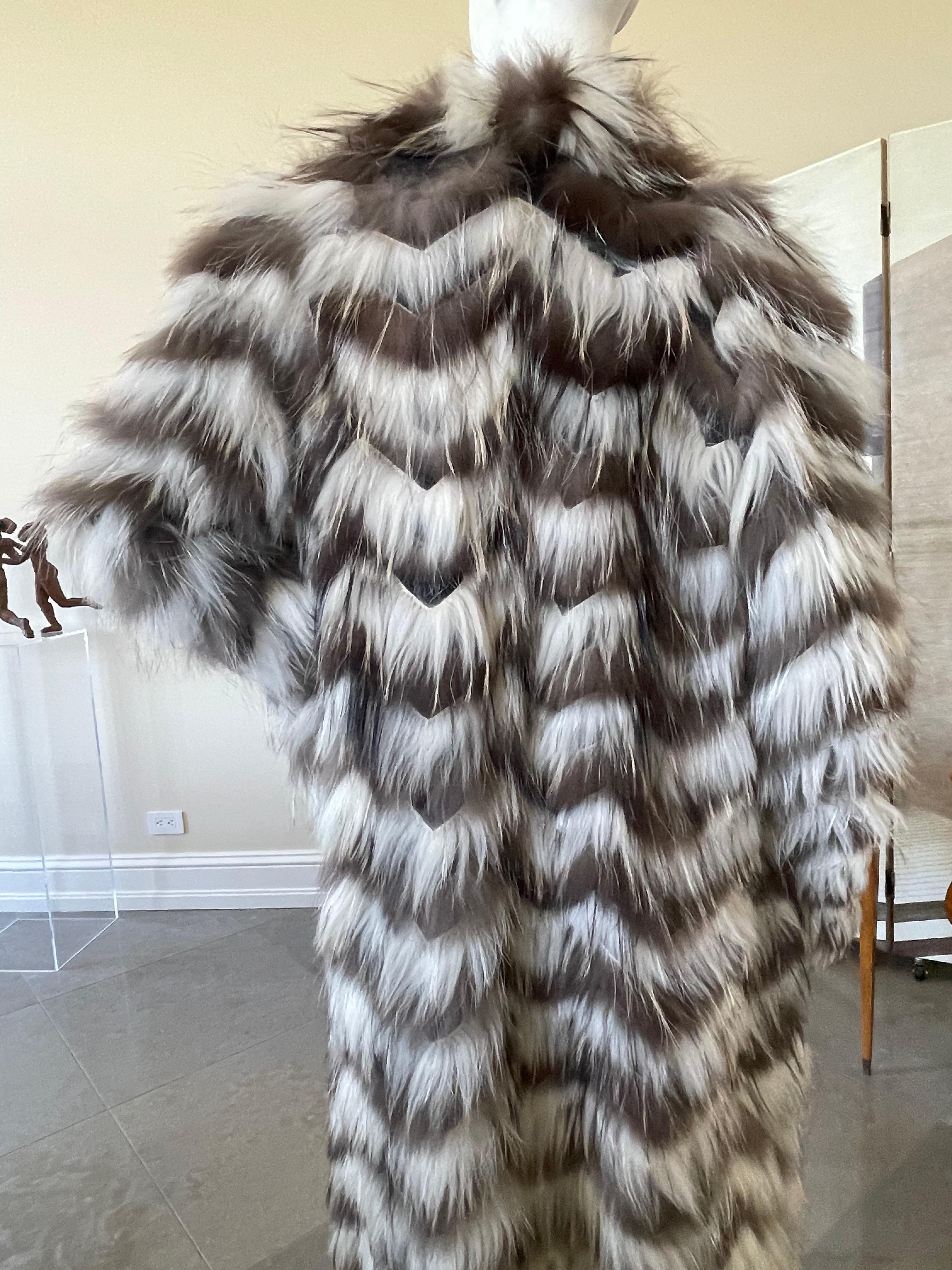 Women's Lanvin Vintage Chevron Pattern Lightweight Feathered Fox Fur Coat  For Sale